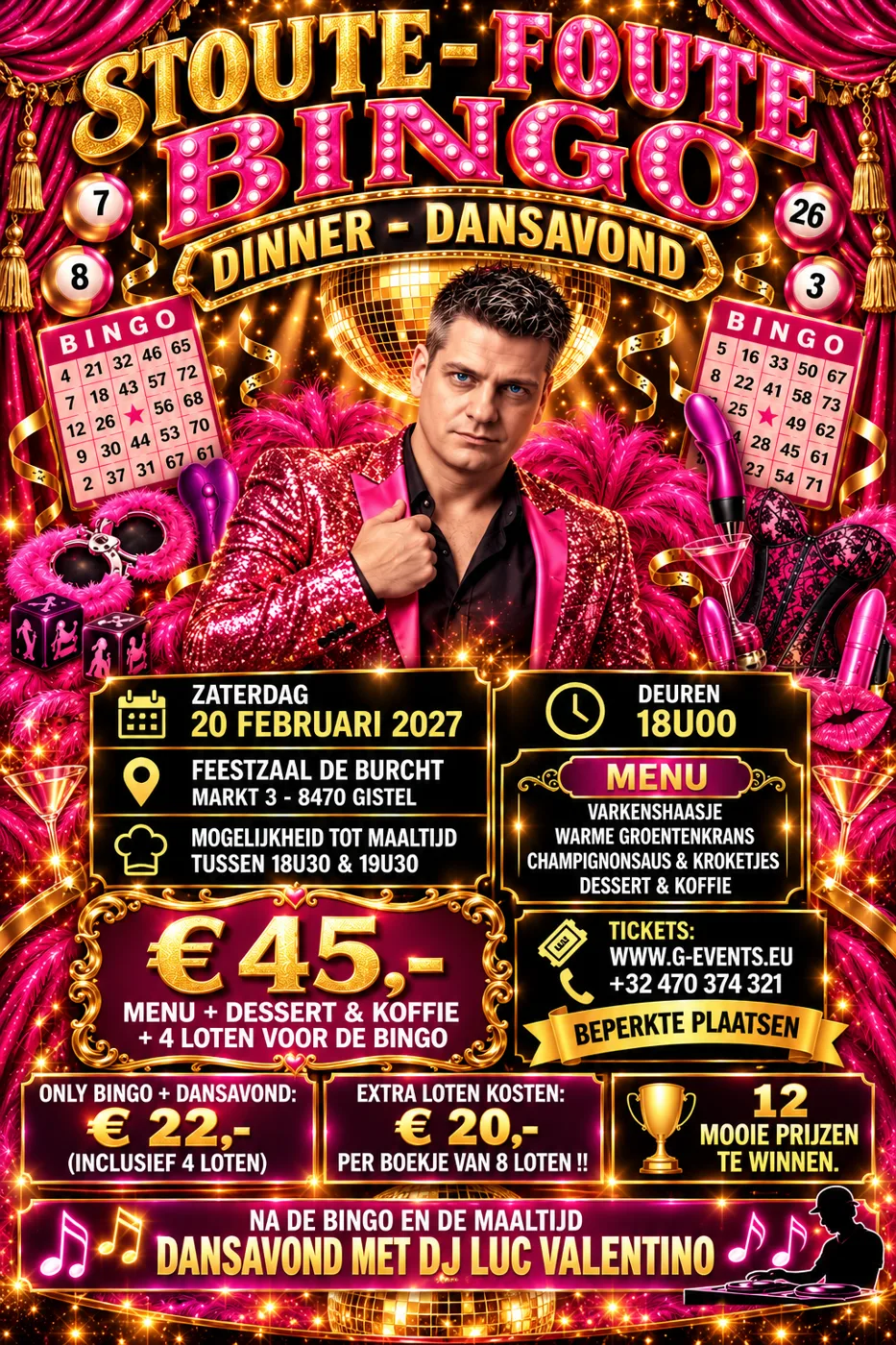 De Stoute Foute Bingo, dinner en dansavond